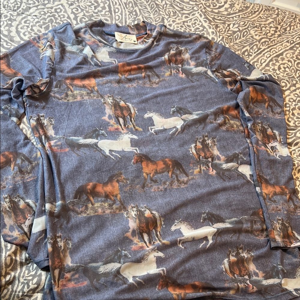 Avery Multicolor Horse Print Top